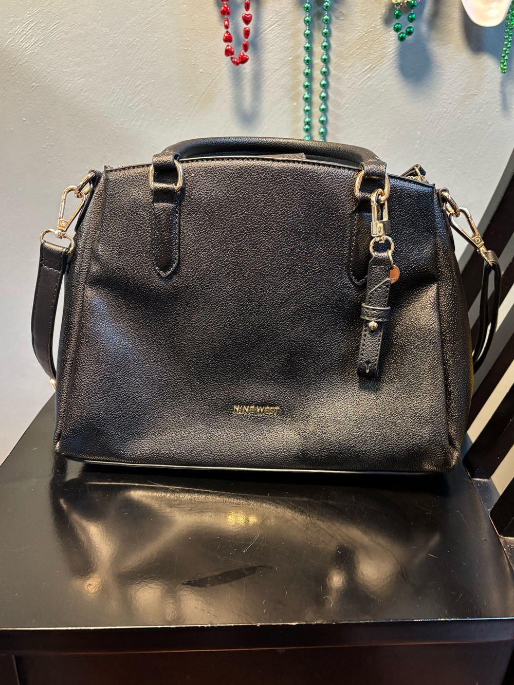 Nine West Cibrina Black Dome Satchel Crossbody Purse Handbag NWOT